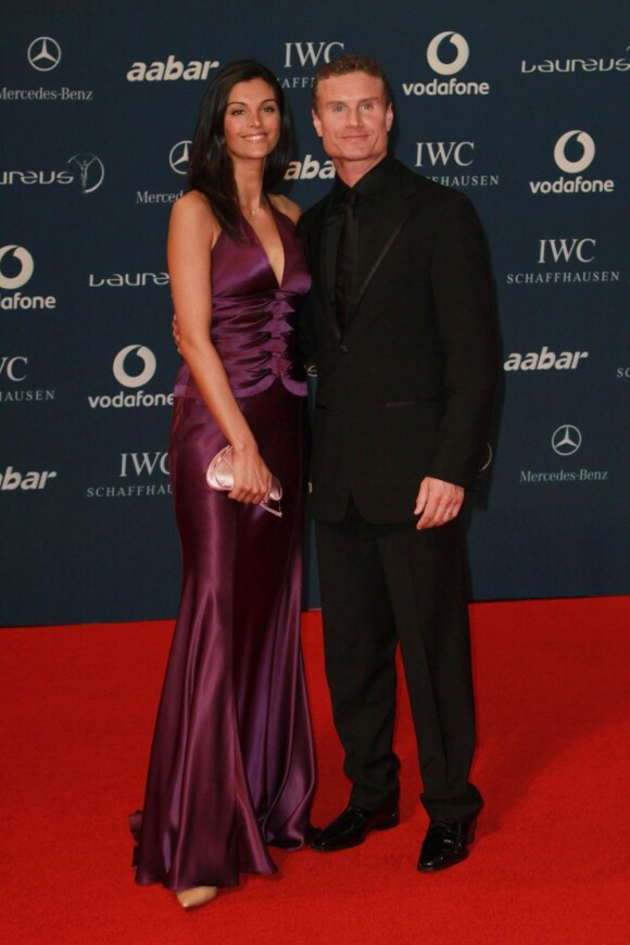 David Coulthard et sa femme lors de la soirée des Laureus World Action Sportsperson of the Year à Abou Dabi le 10 mars 2010