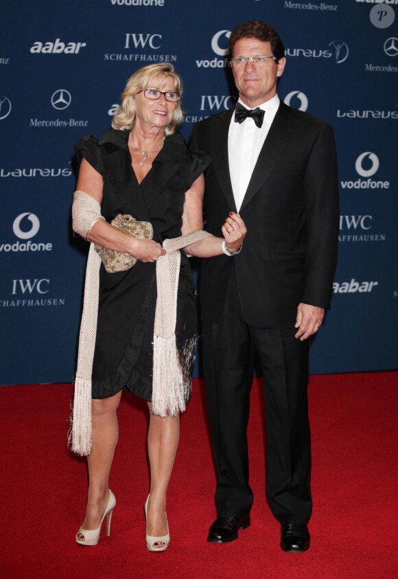 Fabio Capello et sa femme lors de la soirée des Laureus World Action Sportsperson of the Year à Abou Dabi le 10 mars 2010