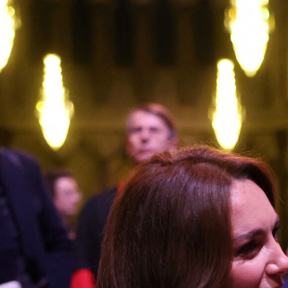Catherine (Kate) Middleton, princesse de Galles, arrive au traditionnel concert de Noël "Together At Christmas" à l'abbaye de Westminster à Londres, Royaume Uni, le 8 décembre 2023.