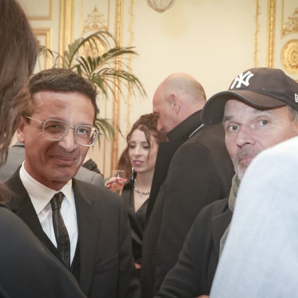 Exclusif - Omar Harfouch, Laurent Baffie - Soirée de lancement du nouveau magazine Entrevue que vient de racheter O. Harfouch au Sénat à Paris, France, le 6 décembre 2023. © Jack Tribeca/Bestimage