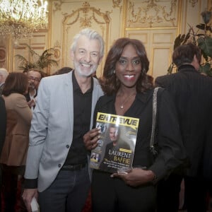 Exclusif - Gilles Verdez et sa femme Fatou - Soirée de lancement du nouveau magazine Entrevue que vient de racheter O. Harfouch au Sénat à Paris, France, le 6 décembre 2023. © Jack Tribeca/Bestimage