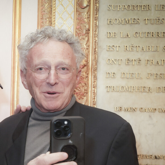 Exclusif - Laurent Baffie, Nelson Monfort - Soirée de lancement du nouveau magazine Entrevue que vient de racheter O. Harfouch au Sénat à Paris, France, le 6 décembre 2023. © Jack Tribeca/Bestimage