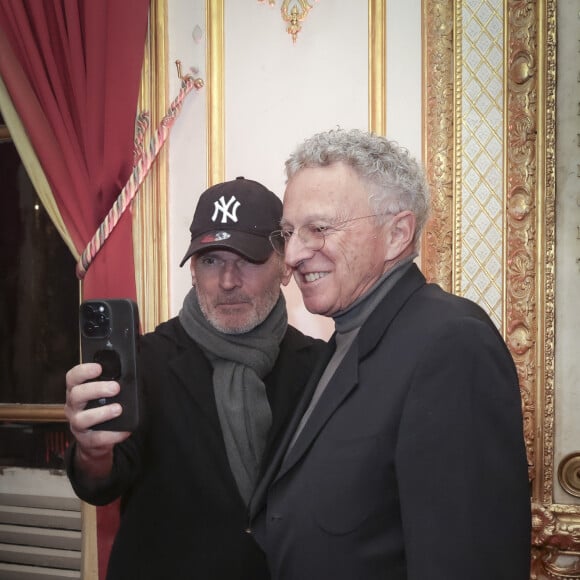 Exclusif - Laurent Baffie, Nelson Monfort - Soirée de lancement du nouveau magazine Entrevue que vient de racheter O. Harfouch au Sénat à Paris, France, le 6 décembre 2023. © Jack Tribeca/Bestimage