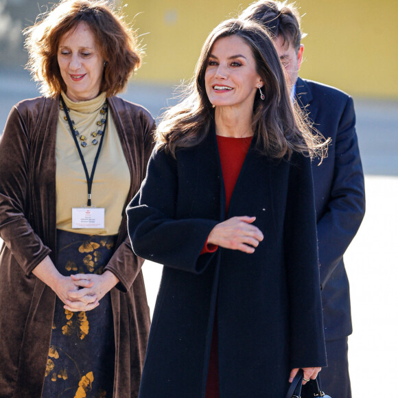 Pour remplir cette mission officielle, l'épouse du roi Felipe VI s'était mise sur son trente-et-un... 
La reine Letizia d'Espagne assiste à la réunion annuelle des directeurs des centres de l'Institut Cervantes au Centre culturel international Oscar Niemeyer à Avilés, le 19 décembre 2023.