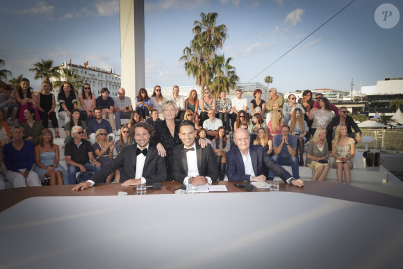 Exclusif - Bertrand Chameroy, Mohamed Bouhafsi, Pierre Lescure, Anne-Elisabeth Lemoine - Emission "C à vous" lors du 76ème Festival International du Film de Cannes le 26 mai 2023. © Jack Tribeca/Bestimage
