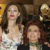 Sophia Loren et Margareth Made lors de la présentation de sa nouvelle série télé Ma maison est pleine de miroirs à Rome le 10 mars 2010