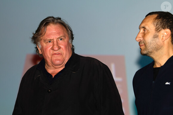 Gérard Depardieu et Zinedine Soualem lors du Festival Premiers Plans à Angers le 28 janvier 2022 pour la présentation du film "Umani" © Laetitia Notarianni / Bestimage 