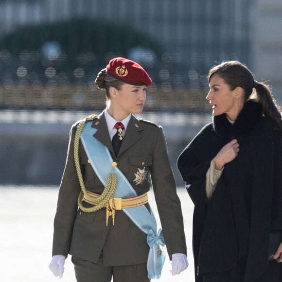 Le roi Felipe VI, la reine Letizia d'Espagne et la princesse Leonor lors de la réception militaire de Pâques au Palais Royal, le 6 janvier 2024 à Madrid, Espagne, le 6 janvier 2024. 