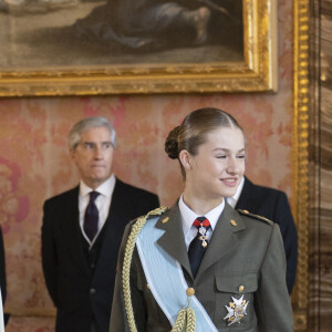 Le roi Felipe VI, la reine Letizia d'Espagne et la princesse Leonor lors de la réception militaire de Pâques au Palais Royal, le 6 janvier 2024 à Madrid, Espagne, le 6 janvier 2024. 