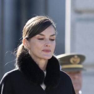 Le roi Felipe VI, la reine Letizia d'Espagne et la princesse Leonor lors de la réception militaire de Pâques au Palais Royal, le 6 janvier 2024 à Madrid, Espagne, le 6 janvier 2024. 