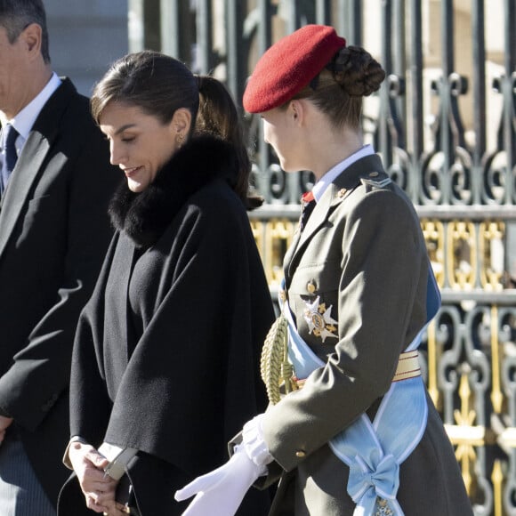 Le roi Felipe VI, la reine Letizia d'Espagne et la princesse Leonor lors de la réception militaire de Pâques au Palais Royal, le 6 janvier 2024 à Madrid, Espagne, le 6 janvier 2024. 