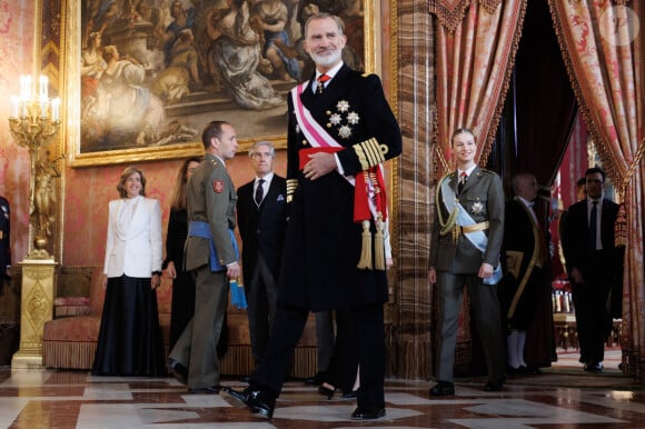 Le roi Felipe VI d'Espagne et la princesse Leonor lors de la réception militaire de Pâques au Palais Royal, le 6 janvier 2024 à Madrid, Espagne, le 6 janvier 2024. 