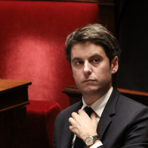 Le Premier ministre, Gabriel Attal - Séance de questions au gouvernement à l'assemblée nationale, Paris, le 23 janvier 2024 © Stéphane Lemouton / Bestimage