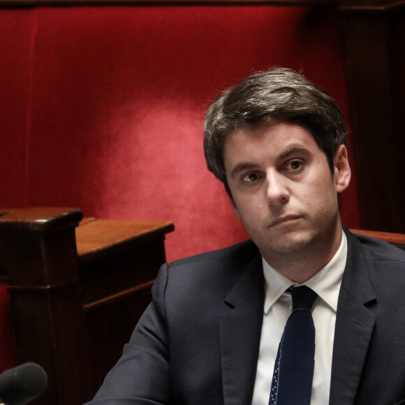 Le Premier ministre, Gabriel Attal - Séance de questions au gouvernement à l'assemblée nationale, Paris, le 23 janvier 2024 © Stéphane Lemouton / Bestimage