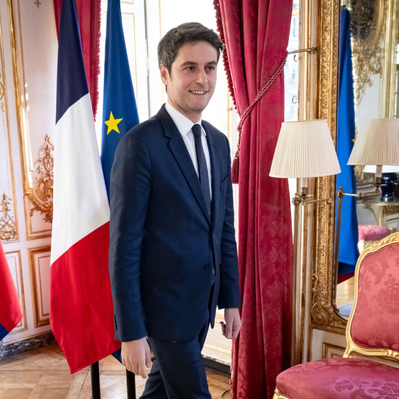 Gabriel Attal, Premier ministre, reçoit son homologue du Cambodge Hun Manet pour une réunion de travail à Matignon à Paris, le 19 janvier 2024. © Eric Tschaen / Pool / Bestimage