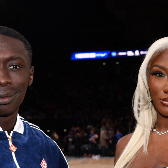 Khaby Lame et Aya Nakamura - Match de Basketball Paris NBA 2023 entre les Pistons de Detroit et les Bulls de Chicago à l'Accor Arena Bercy le 19 janvier 2023. © Veeren/Bestimage