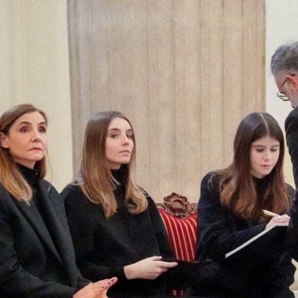 Veillée funèbre du prince Victor-Emmanuel de Savoie, en l'Eglise de Sant'Uberto à Turin, en présence de sa veuve Marina Ricolfi-Doria, de son fils, le prince Emmanuel-Philibert de Savoie avec sa femme la princesse Clotilde Courau et leurs filles les princesses Vittoria et Louisa, le 9 février 2024. Le fils du dernier roi d'Italie s'est éteint le 3 février 2024 à l'âge de 86 ans. 