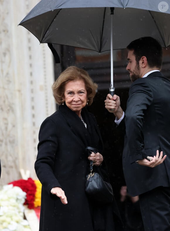La reine Sofia d'Espagne - Obsèques du prince Vittorio-Emmanuel de Savoie, Turin, 10 février 2024.