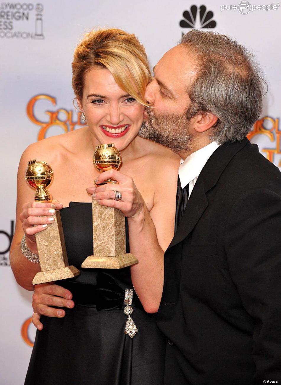 Kate Winslet et Sam Mendes aux Golden Globes 2009. 