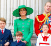 Il devrait aller dans un collège d'Oxford non loin de sa famille.
Le prince George, le prince Louis, la princesse Charlotte, Kate Catherine Middleton, princesse de Galles, le prince William de Galles - La famille royale d'Angleterre sur le balcon du palais de Buckingham lors du défilé "Trooping the Colour" à Londres. Le 17 juin 2023