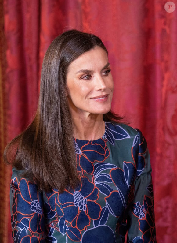 Le roi Felipe VI et la reine Letizia d'Espagne, organisent un déjeuner d'Etat à l'occasion de la visite de Bernardo Arevalo, président du Guatemala, au palais royal à Madrid, le 22 février 2024. 