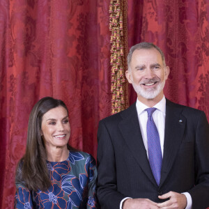 Le roi Felipe VI et la reine Letizia d'Espagne, organisent un déjeuner d'Etat à l'occasion de la visite de Bernardo Arevalo, président du Guatemala, au palais royal à Madrid, le 22 février 2024. 