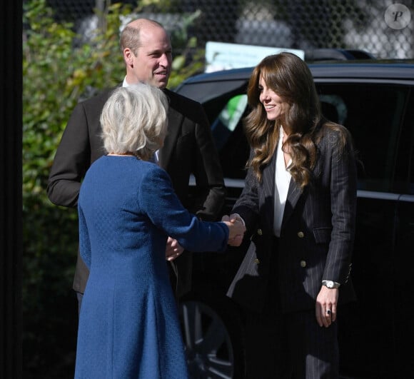 Le prince William, prince de Galles, et Catherine (Kate) Middleton, princesse de Galles, en visite au pavillon Grange à Cardiff, le 3 octobre 2023.