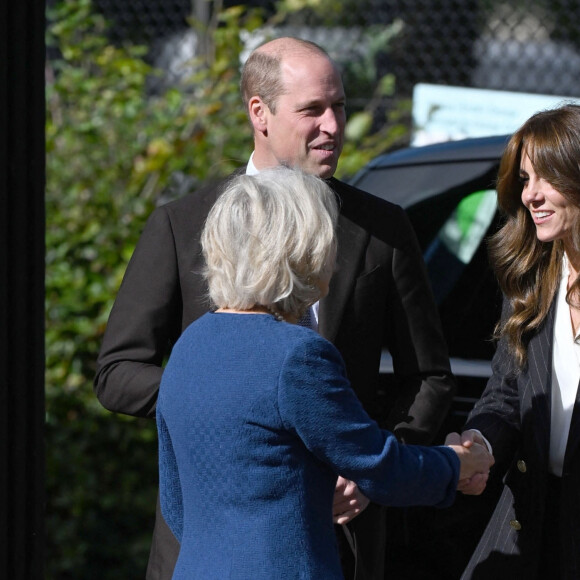 Le prince William, prince de Galles, et Catherine (Kate) Middleton, princesse de Galles, en visite au pavillon Grange à Cardiff, le 3 octobre 2023.