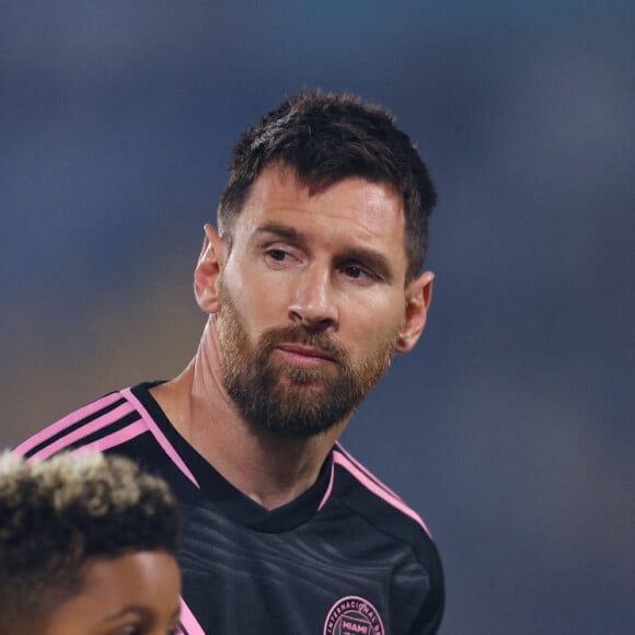 Saint West, le fils de Kim Kardashian et Kanye West - Lionel Messi joue à Carson en Californie. Le 25 février 2024. © Brenton Tse/ZUMA Press Wire)