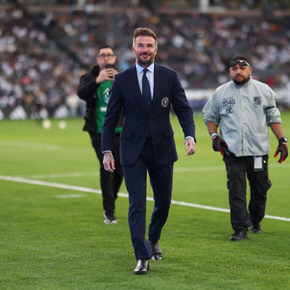 David Beckham - Match entre Los Angeles Galaxy et Inter Miami CF au Dignity Health Sports Park à Carson, Californie. Le 25 février 2024. © Brenton Tse/ZUMA Press Wire)