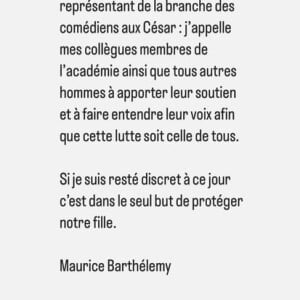 Via un message posté sur son compte Instagram.
Maurice Barthélémy, Instagram.
