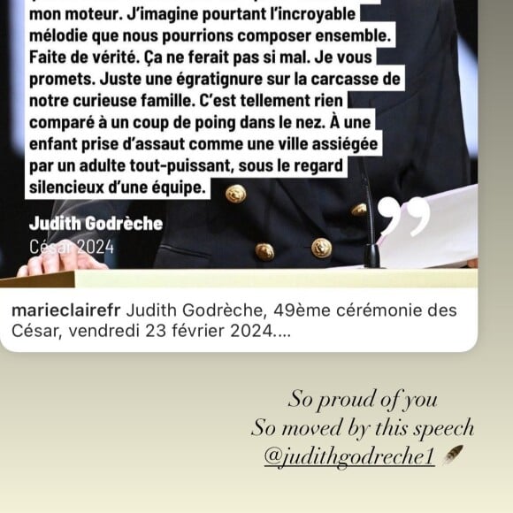 "Tellement fier de toi. Tellement ému par ce discours", a-t-il déclaré sur Instagram.
Noé Boon a soutenu le discours de sa mère aux César 2024