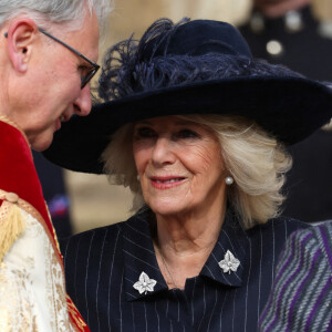 Reine Camilla - Messe en hommage à Constantin II de Grèce, Chapelle St George, Windsor, Royaume-Uni, 27 février 2024. Photo by Chris Jackson/PA Wire/ABACAPRESS.COM
 