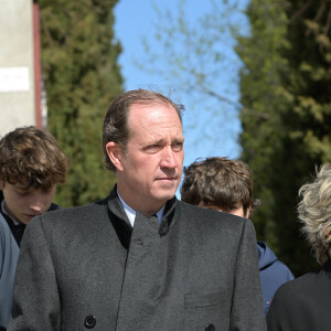 Bruno Gómez-Acebo et Simoneta Gómez-Acebo - Inhumation de Fernando Gomez Acebo (cousin du roi Felipe VI d'Espagne) au cimetière San Isidro à Madrid. Le 3 mars 2024 