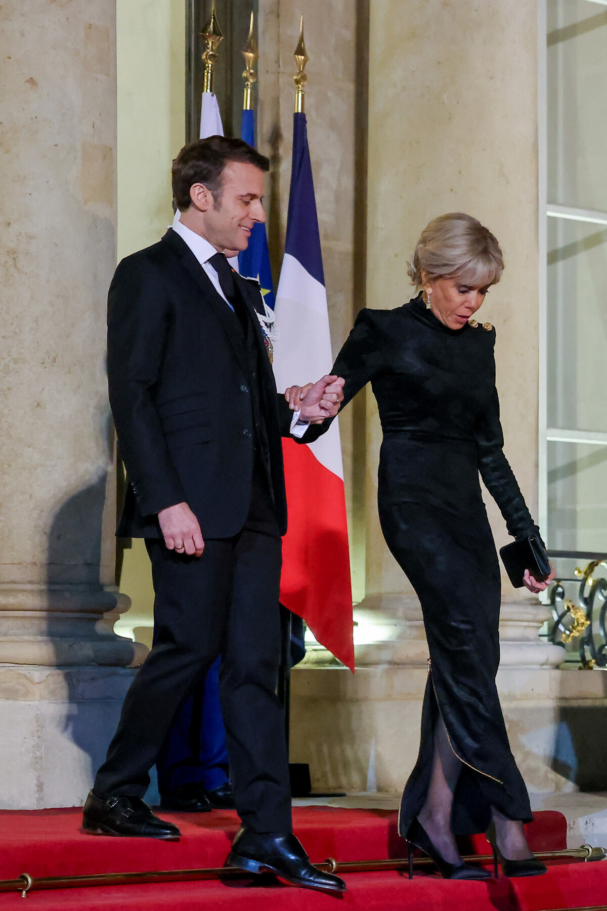 Photo : Le président de la République française Emmanuel Macron et sa ...