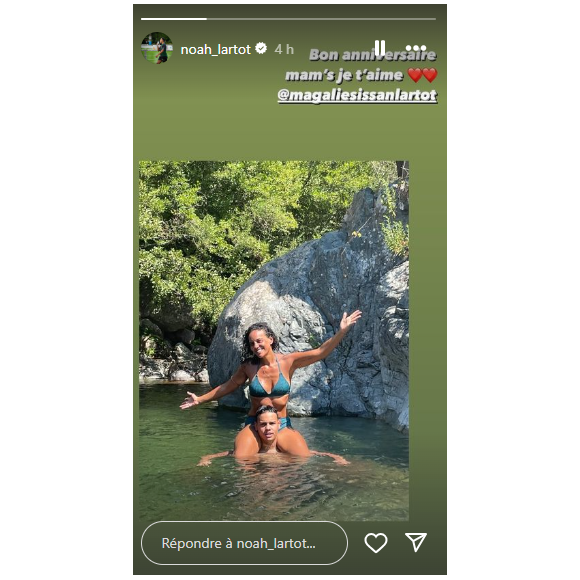Ce dernier a posté un cliché de lui et de sa maman dans un décor paradisiaque : "Bon anniversaire Mam's, je t'aime" écrit-il
Magalie Lartot avec son fils Noah, elle fête son anniversaire