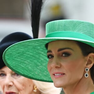 Mais son absence inquiète de plus en plus ! 
La reine consort Camilla Parker Bowles et Kate Catherine Middleton, princesse de Galles - La famille royale d'Angleterre lors du défilé "Trooping the Colour" à Londres. Le 17 juin 2023  17 June 2023.