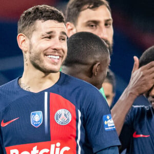 Lucas Hernández (Paris SG) Kylian Mbappe (Paris SG) - Quart de finale de la coupe de France de football entre le Paris Saint-Germain et l'OGC Nice (3-1) au Parc des Princes à Paris le 13 mars 2024. 