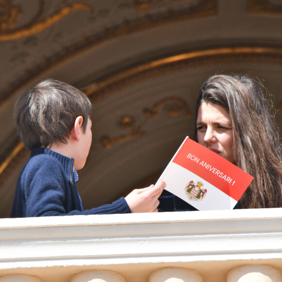 Charlotte Casiraghi et son fils Raphaël - Le prince de Monaco fête son anniversaire (66 ans) en famille sur la Place du Palais princier de Monaco, le 14 mars 2024. © Bruno Bebert/Bestimage 