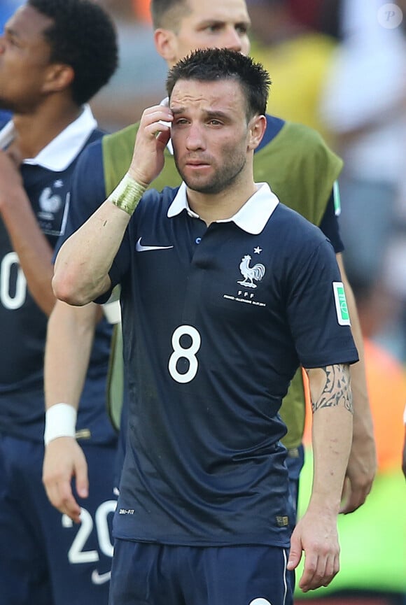 Mathieu Valbuena - Tristesse de l'équipe de France suite à leur élimination du Mondial à Rio de Janeiro au Brésil le 4 juillet 2014. L'équipe de France quitte la compétition en quart de finale suite à leur défaite face à l'Allemagne 1 à 0 .