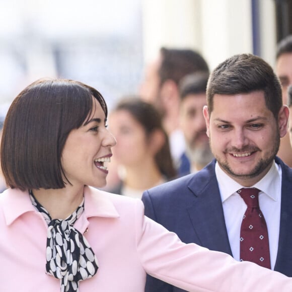 Le roi Felipe VI d'Espagne et la reine Letizia d'Espagne assistent à la remise des Prix nationaux de recherche 2023 à Gandie, le 14 mars 2024. 