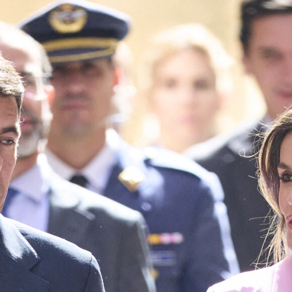 Le roi Felipe VI d'Espagne et la reine Letizia d'Espagne assistent à la remise des Prix nationaux de recherche 2023 à Gandie, le 14 mars 2024. 