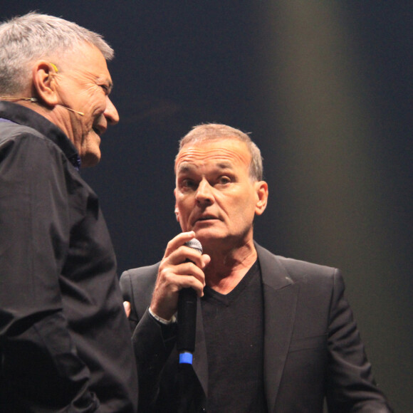 Exclusif - Jean-Marie Bigard et Laurent Baffie lors de son spectacle "Il Etait Une Fois Jean-Marie Bigard" à L'Olympia de Paris, France, le 27 février 2020. © Philippe Baldini/Bestimage 