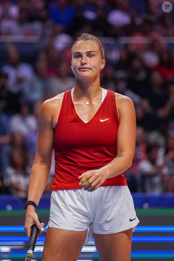 Match "Iga Swiatek - Aryna Sabalenka (6/1 - 6/3)" lors du tournoi World Tennis League de Dubaï, le 23 décembre 2022. © Nicolas Briquet / Bestimage