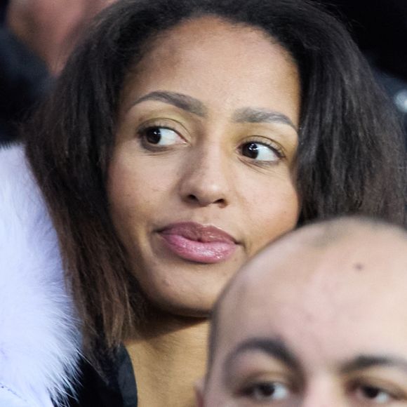 Estelle Mossely - People dans les tribunes lors du match de championnat de Ligue 1 Uber Eats opposant le Paris Saint-Germain (PSG) à l'Olympique Lyonnais au Parc des Princes à Paris le 2 avril 2023.