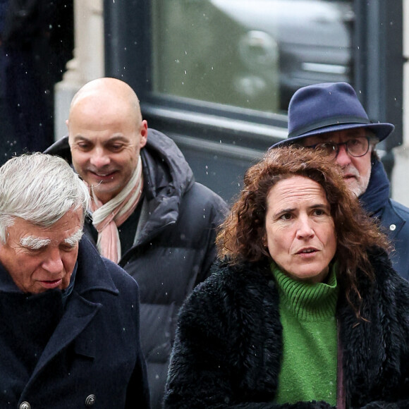 Jean Glavany, Mazarine Pingeot et son mari Didier Le Bret - Obsèques de Frédéric Mitterrand en l'église Saint-Thomas d'Aquin à Paris. Le 26 mars 2024. © Jacovides-Moreau / Bestimage