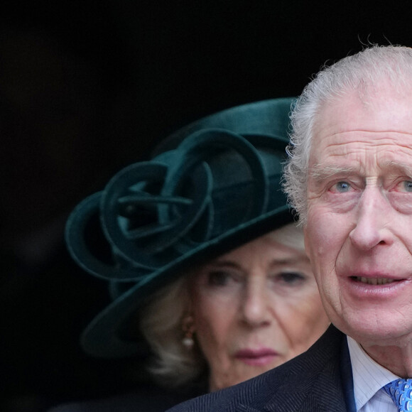 Le roi Charles III d'Angleterre et Camilla Parker Bowles, reine consort d'Angleterre - Les membres de la famille royale britannique arrivent à la chapelle Saint-George pour assister à la messe de Pâques. Windsor, le 31 mars 2024.