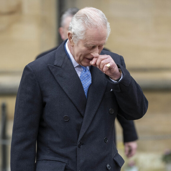 Le roi Charles III d'Angleterre et Camilla Parker Bowles, reine consort d'Angleterre - Les membres de la famille royale britannique arrivent à la chapelle Saint-George pour assister à la messe de Pâques. Windsor, le 31 mars 2024. 