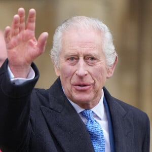 Le roi Charles III d'Angleterre - Les membres de la famille royale britannique arrivent à la chapelle Saint-George pour assister à la messe de Pâques. Windsor, le 31 mars 2024. 