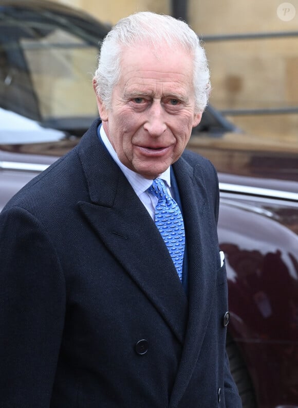 Le roi Charles III d'Angleterre - Les membres de la famille royale britannique arrivent à la chapelle Saint-George pour assister à la messe de Pâques. Windsor, le 31 mars 2024. 